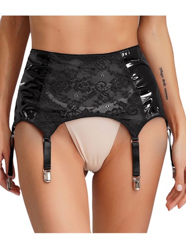 Women's Garter Belt Miniskirt High Waist Thigh Highs Suspender Lace Lingerie - Picture 18 of 37
