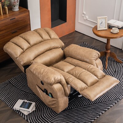 Oversized Lay Flat Dual Motor Power Lift Massage Recliner for