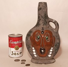 FACE JUG vtg SOUTHERN french majolica african josephine baker pottery decanter