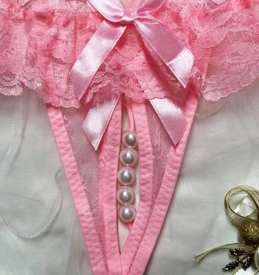 Sexy Dessous: Spitzen-String mit Perlen - ROSA - Bild 4 von 4