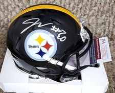 Autographed JAYLEN WARREN  Pittsburgh Steelers Mini Helmet JSA Witness