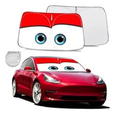 Windshield Sun Shade for 2017-2026 Tesla Tesla Model Y/3 Custom Fit Red