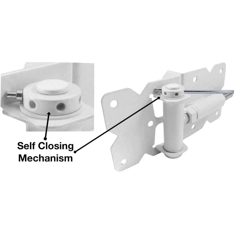 Bisagras de puerta de vinilo de cierre automático - blancas - para cercas de vinilo, PVC y plástico:... Foto 2 de 4