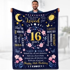 50x60 Inch Sweet 16th Birthday Gift Throw Blanket For Teen Girls Cozy Decor