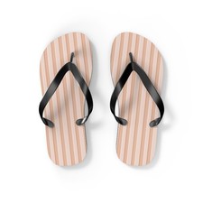 Neutral Striped Sandal Flip Flops – Beige & Pink Stripe Beach Footwear