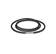 Pingyongchang Leather Necklace Cord 24inch Waterproof Braided Wax black 3mm