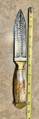Vernon Red Maker Custom Spear Point Dagger Stag Bone Brass Handle