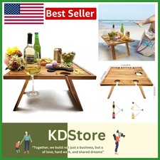 Larger Tray Foldable Wine Table - Perfect for Romantic Picnics and Camping