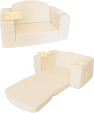 Extra Wide Toddler Lounge Chair with Built-In Cup Holders   Convertible 2-In-1 K