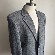 Jos. A. Bank Harris Tweed Herringbone Gray Wool Blazer 42R Regular Fit