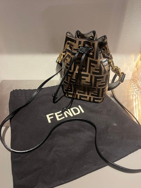 FENDI Mon Tresor Zucca Bucket Shoulder Bag Model Brown Gold Tone Luxury Fashion