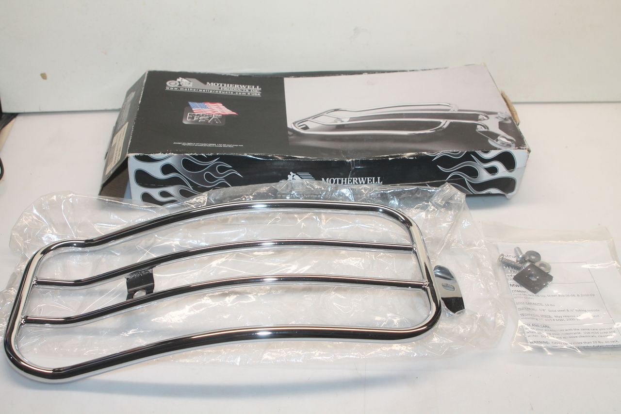 Porte-bagages chrome Motherwell pour Harley Davidson Dyna en acier premium