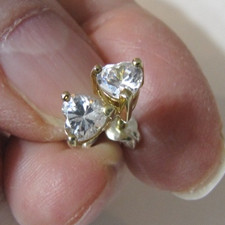 PAJ 925 Sterling Silver CZ Heart Shaped Stud Earrings 1/4" Dainty Sparkly Posts