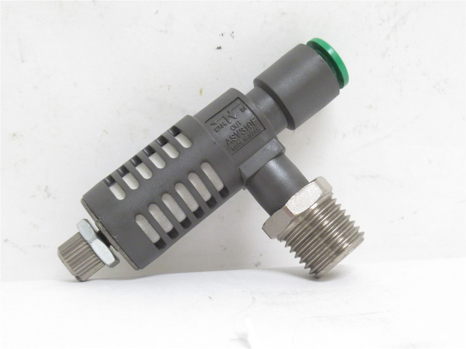 235259 New-No Box; SMC ASV310F-02-06 Speed Control Exhaust Valve; G1/4x6mm PTC