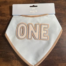 New blue “ONE” baby bib
