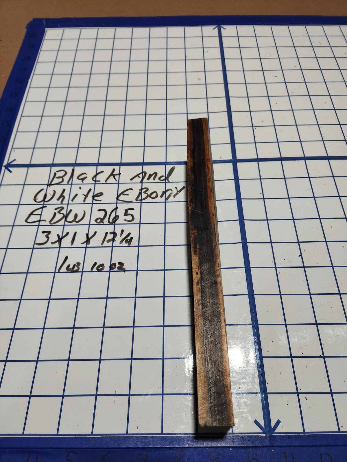 Black and White Ebony  Wood turning  blank   3 " x  1 " x 12 1/4  " EBW265