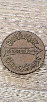 German Oettinger Bier Brass Spinner Token Ich Zeige Trinkspiel Medal