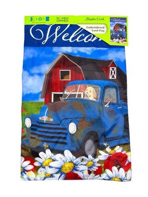 Meadow Creek Welcome Farm Truck /Barn Double sided Yard/Garden Flag 11.5in x 18 