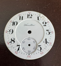 VINTAGE 16 SIZE HAMILTON POCKET WATCH PORCELAIN DOUBLE SUNK DIAL 4 FOOTED
