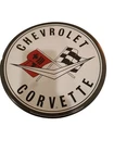 Chevrolet Chevy Corvette Embossed Metal Tin Sign Round 12" Vintage Garage 2004