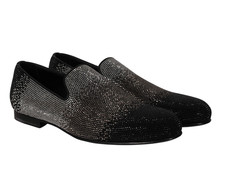 Jimmy Choo Mens Sloane DMO Loafers Size IT 42 US 9 Black Silver Crystal Strass