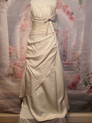 Alexia Designs Elfenbein Satin Brautkleid Größe 8 Trägerlos Brautkleid Schleifendetail