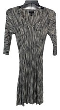 Connected Apparel A Line Sweater Dress Marled Gray V Neck Size S