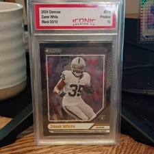 Panini 2024 Donruss Press Proof Black Zamir White #214 /10 Raiders Iconic Gradi…