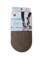 Hanes Massaging Foot Covers 2 Pair Tan Size 9-12