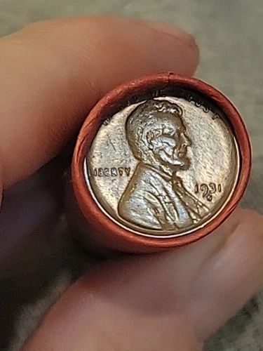 Terrific Au+ 1931 S&D Mint Pennies Ends Of Lincoln Wheat Cent Roll