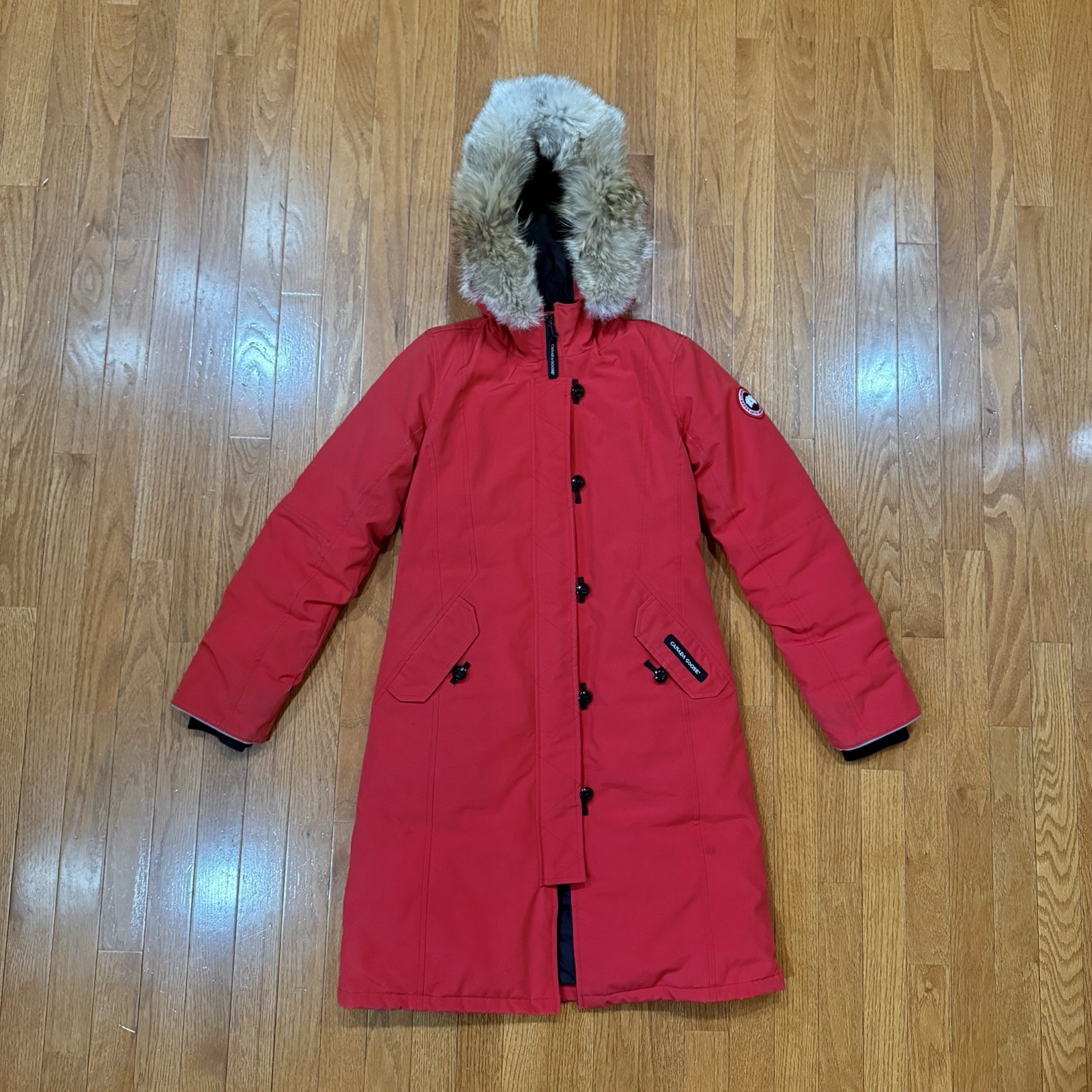 Canada Goose Youth Brittania Parka Coat Large 14/16 Boys Girls Down Fur Ruff Red thumbnail 2
