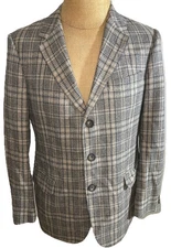 DAKS London Wool Men’s Blazer 100% Cashmere Vintage Sport Coat Plaid Size: 40