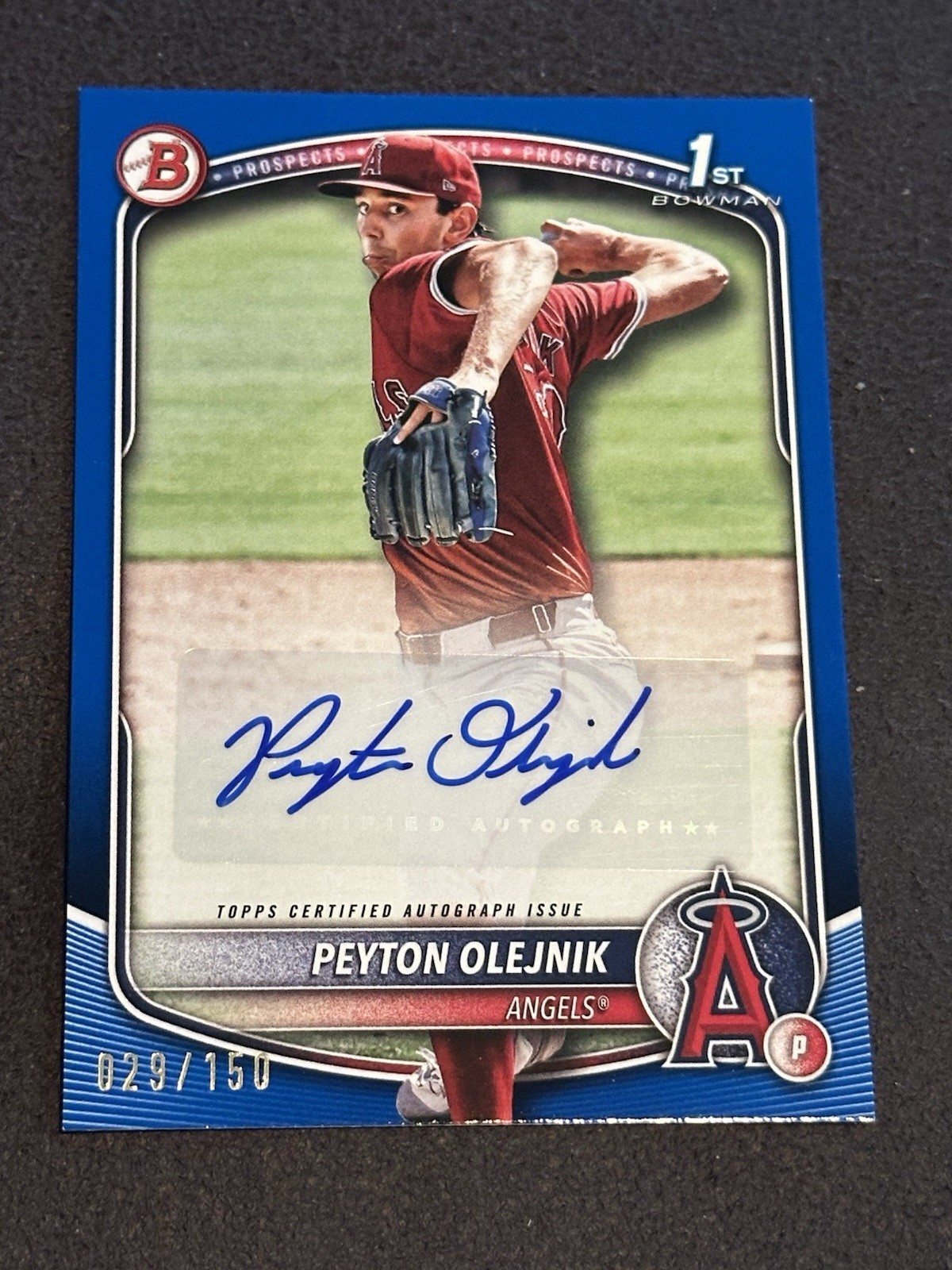 2025 Bowman Baseball Peyton Olejnik 1st Bowman Paper Blue Autograph 29/150 Mint