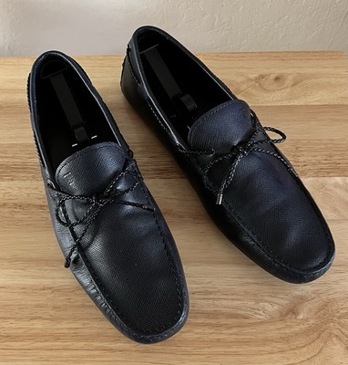 Tod's Black Leather Moccasin Casual Shoes Boat Shoe Lacing Men's Size 10
