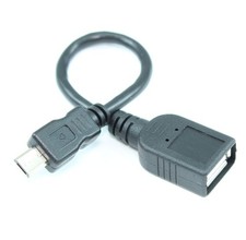 6inch OTG USB Micro-B 5pin Male to Type A Female Black