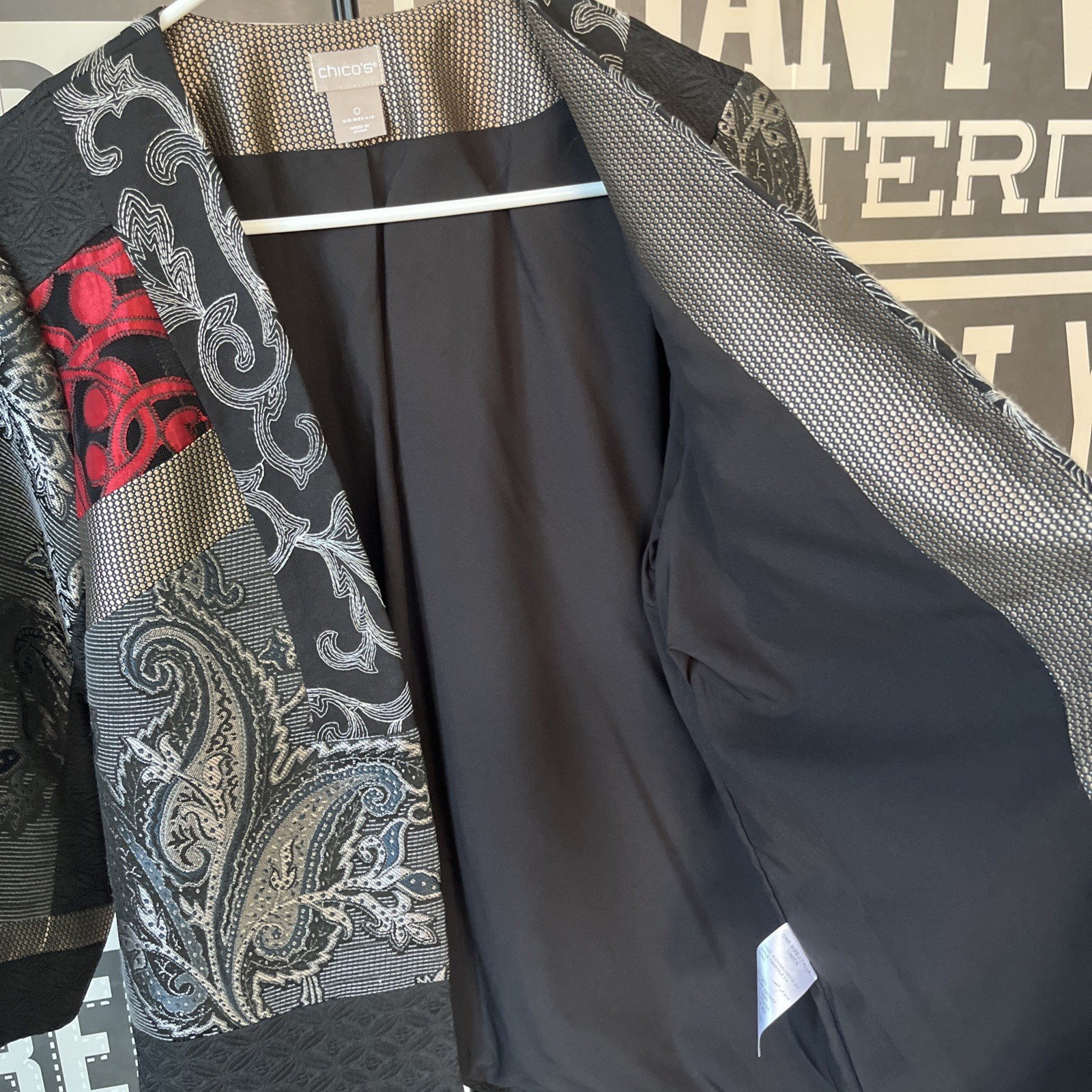 Chicos Kimono Style Blazer, Patchwork - image 5