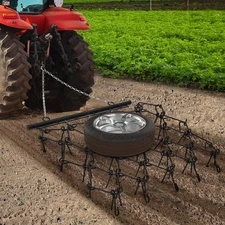 🔥4x4 5x4.5FT Steel Drag Harrow with 1/2 & 3/8 Tines, ATV UTV Tow Behind Rake