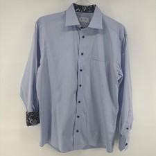 Eton Shirt Mens 16 40 Blue Classic Dress Button Up Long Sleeve Spread Collar