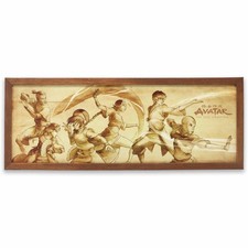 Avatar The Last Airbender Action Scene Sepia Framed Wood Wall Decor Vintage