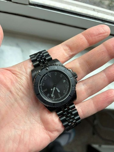 Seiko NH35 Stealth Black Diver Mod 40mm Automatic Watch - Custom