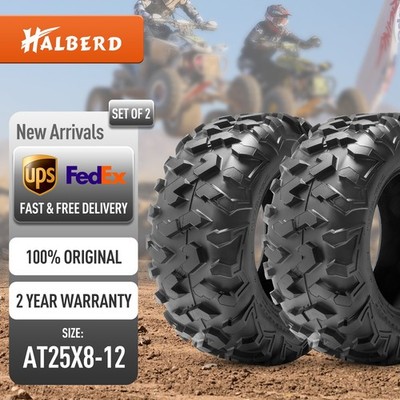 Set 2 25x8-12 UTV ATV Tires 6Ply 25x8x12 25x8.00-12 Tire Heavy Duty All Terrain