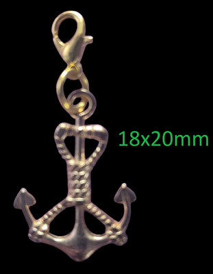 Clip on Gold Vintage Tibetan Rope & Anchor Charm Beach Seaside Bracelet Mobile