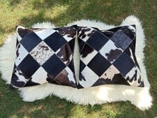 Real Cowhide Hair on Leather Patchwork Pillows /Cushion Covers Decor 40x40c