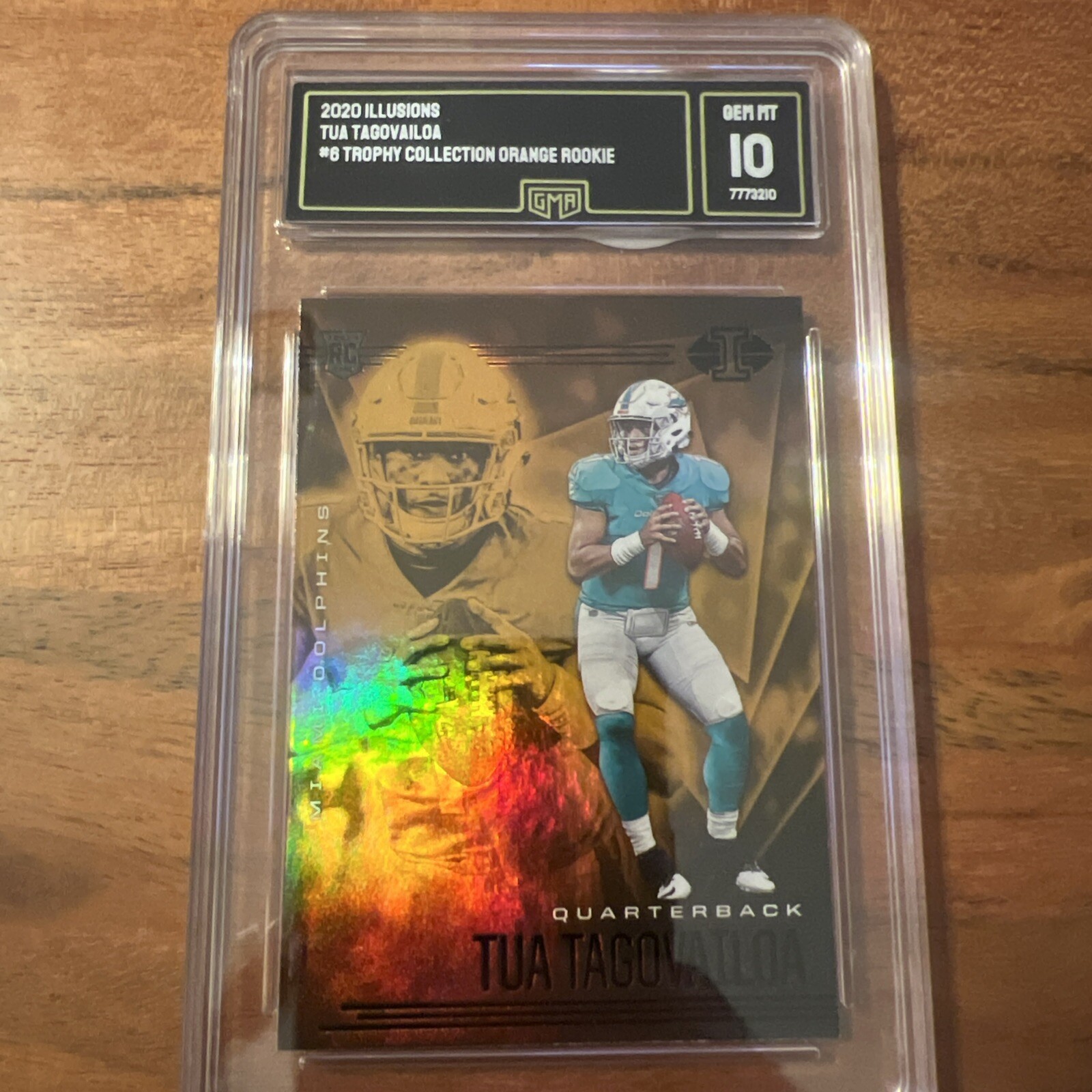 2020 ILLUSIONS TUA TAGOVAILOA RC BLUE ROOKIE /75 MIAMI DOLPHINS SGC 9.5