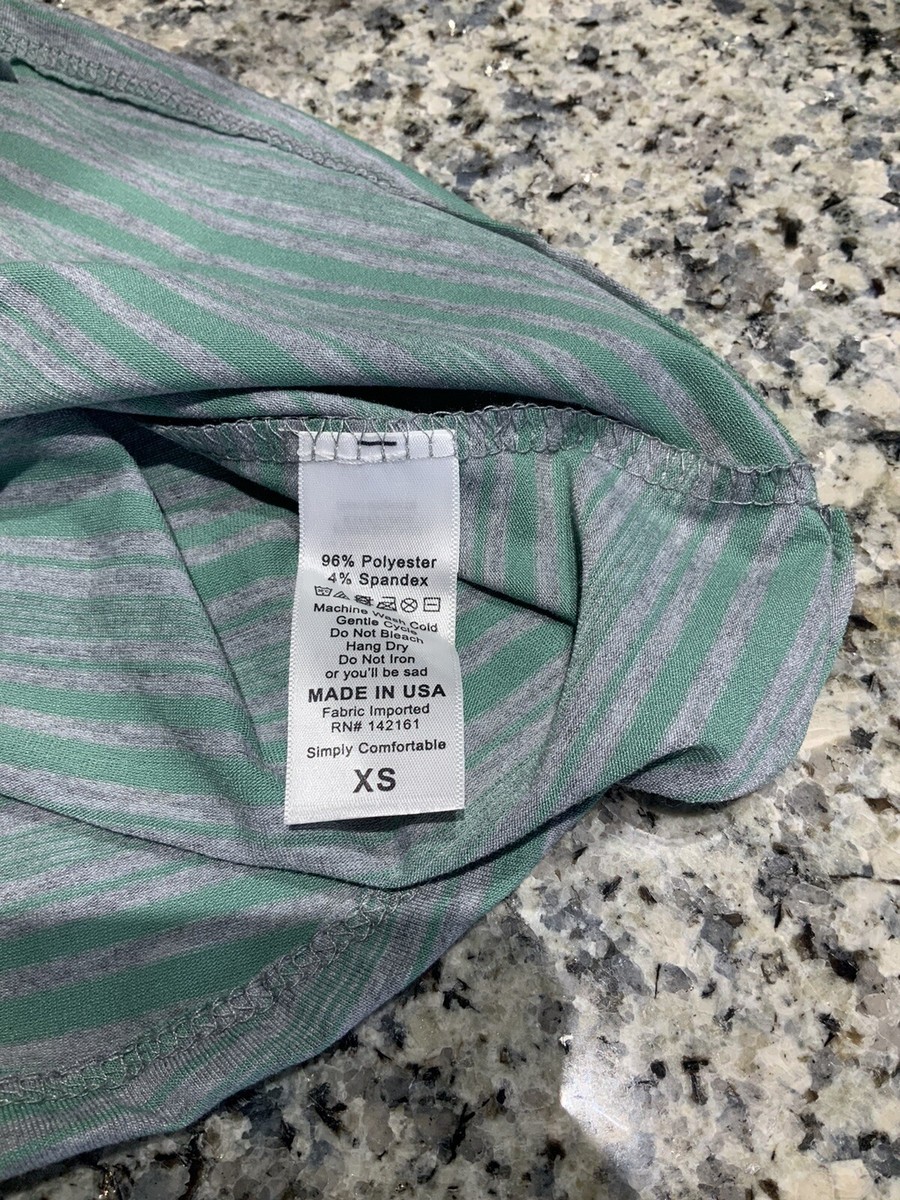 T-shirt Femme Lularoe Lynnae Neuf Taille XS - Manches Longues Rayé Gris Et Blanc - Casual