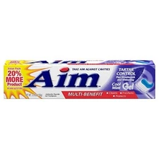 Aim Multi-Benefit Tartar Control Fluoride Gel Toothpaste Clean Mint 5.5oz 2 Pack