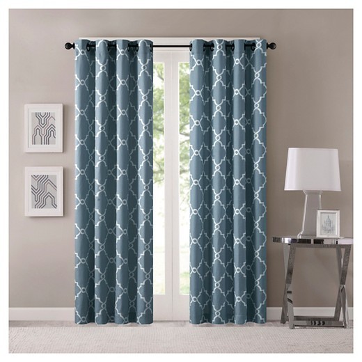 Madison Park Serano Fretwork Blue Window Panel  (1 panel)     95"  L