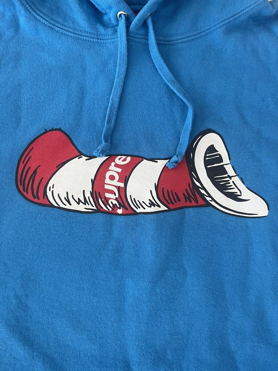 Supreme x Cat In The Hat Dr. Seuss Blue Pullover Hooded Supreme x Cat In The Hat Dr. Seuss Blue Pullover Hooded