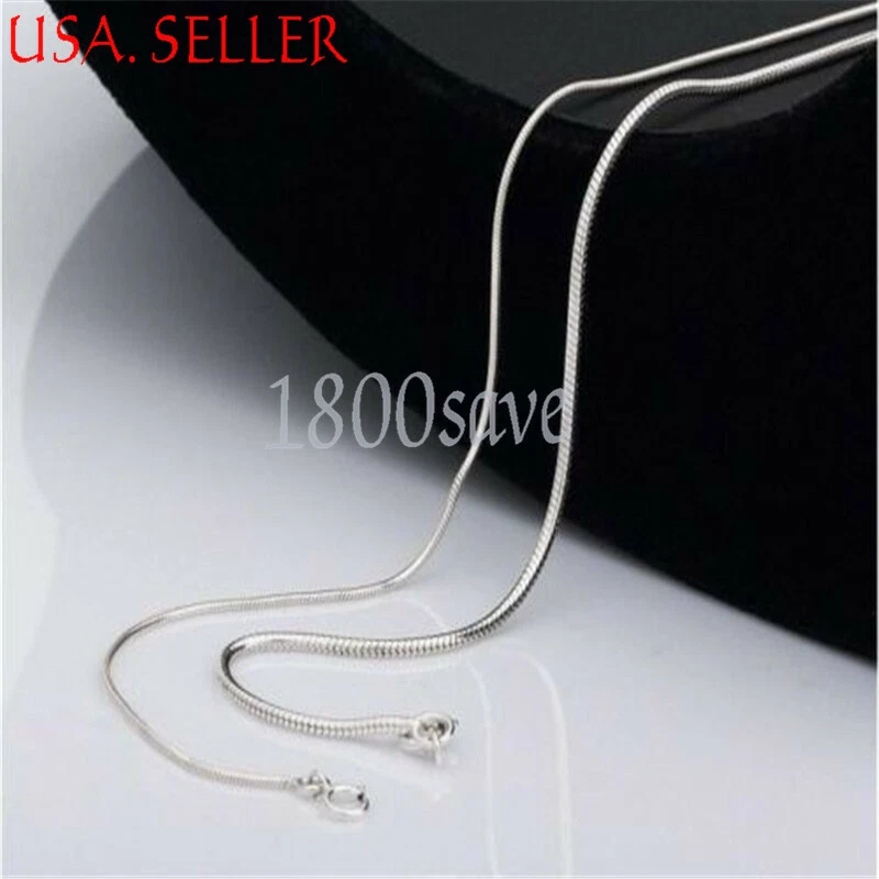 Simple Sterling Silver Snake Bone Chain Necklace, 925 Silver / 50cm