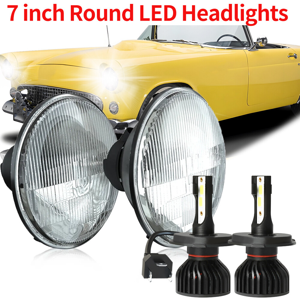 For Ford Thunderbird 1955-1958 Deluxe 1939-51 7Inch Round Led Headlight DRL